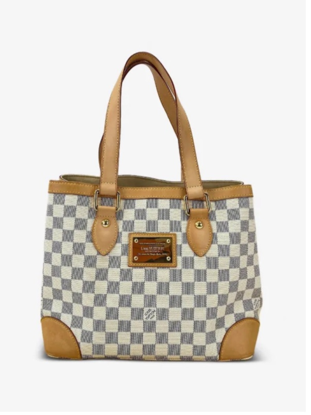 Louis Vuitton Damier Azur Tote with Tan Leather Trim